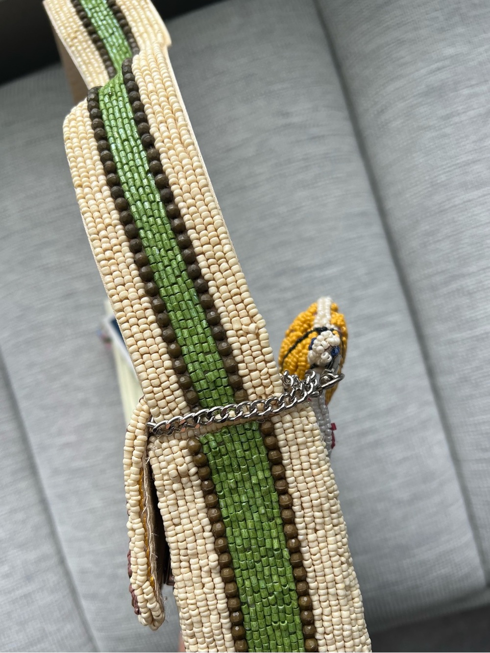 NWT Tropical Pineapple Drink Beaded Bag Handmade in India - Picture 7 of 9